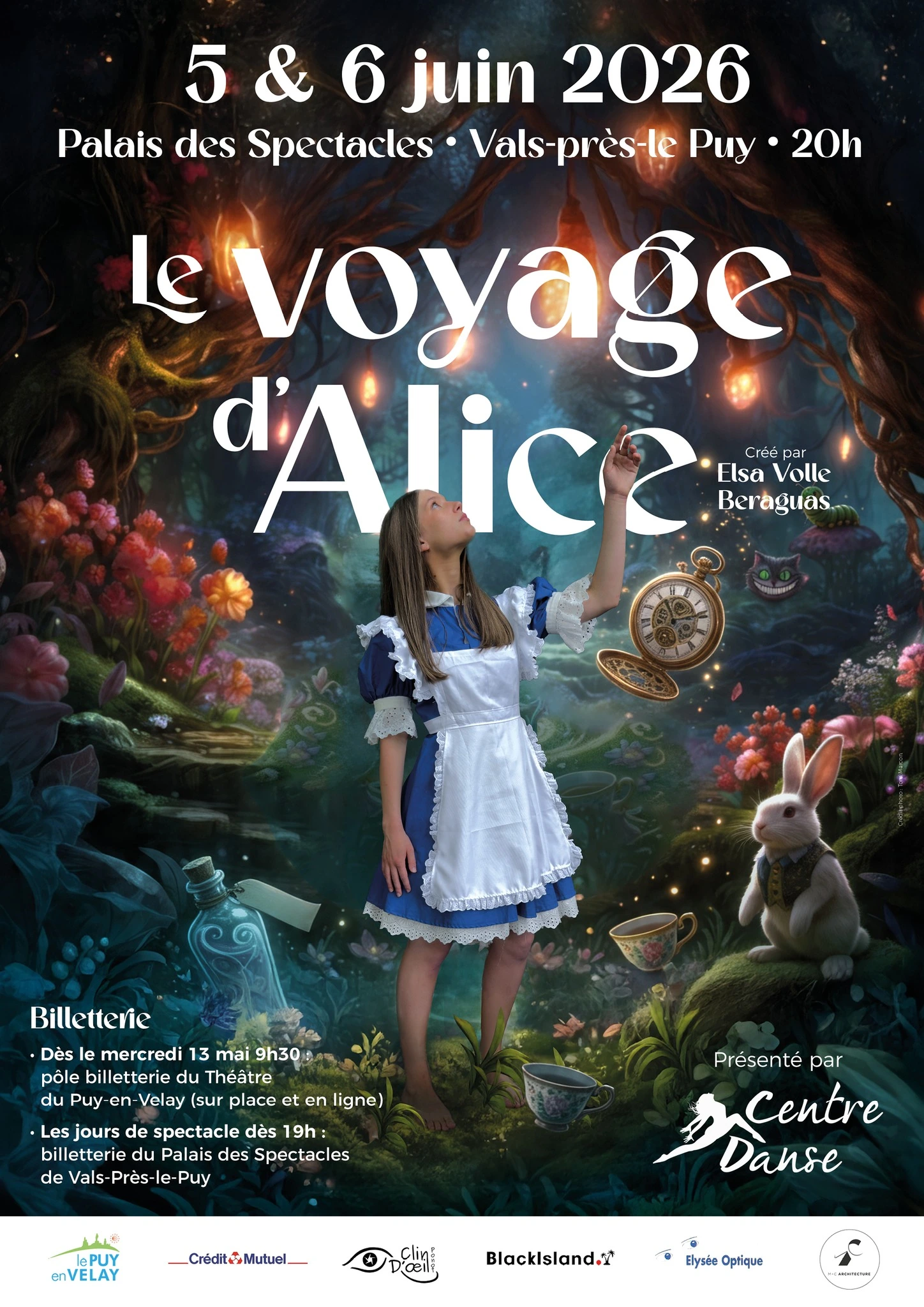 Affiche Le voyage d'Alice - Centre de danse 2026 - photos Clin d'Oeil Ponot