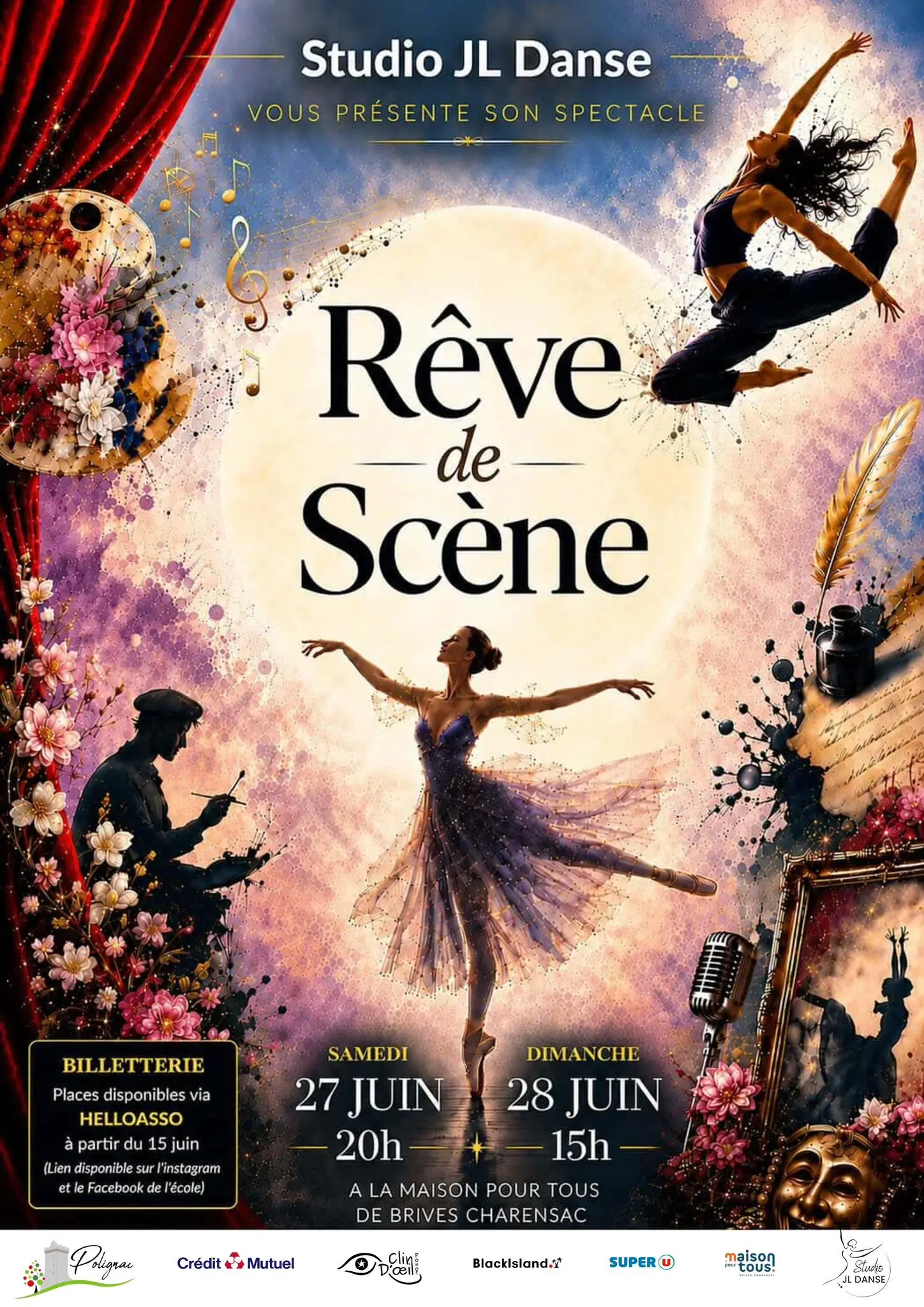 Affiche Studio JL Danse 2026 - photos Clin d'Oeil Ponot